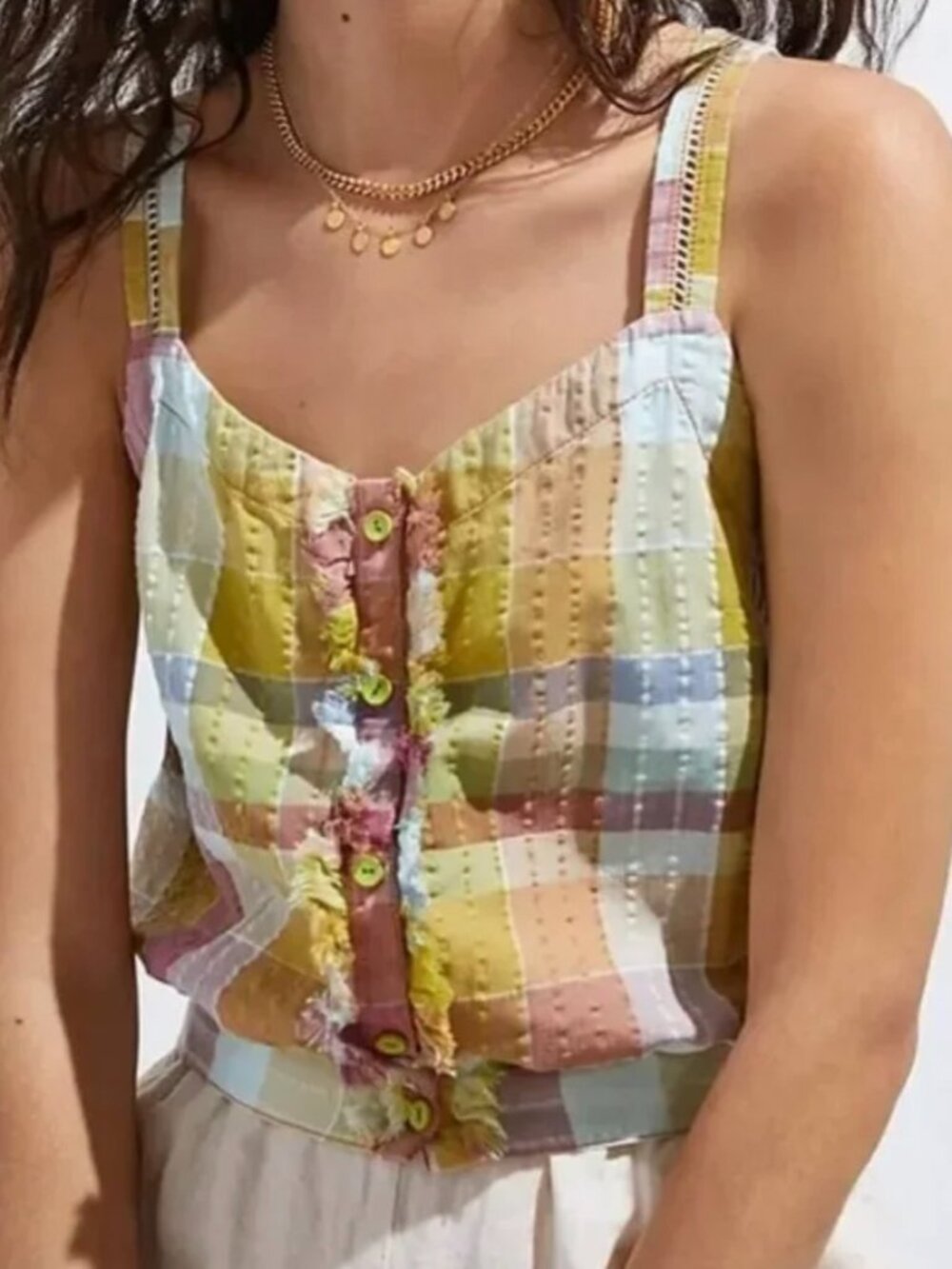 Anthropologie Pilcro Cropped Plaid Tank. Size: 12. Gently Used